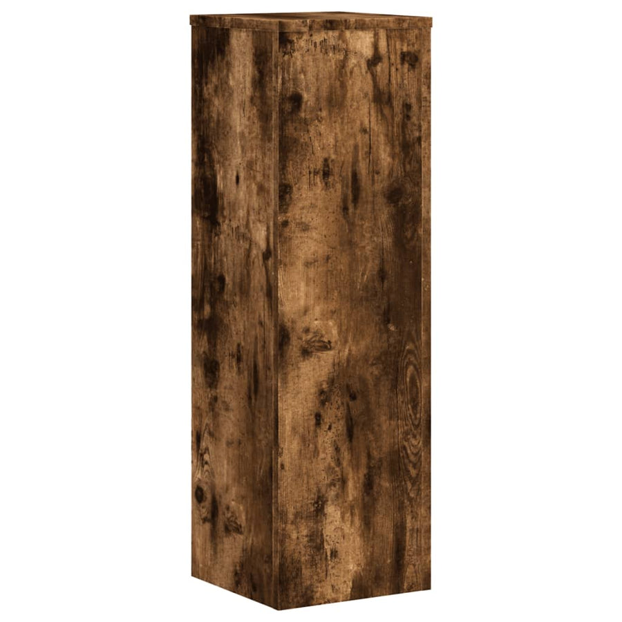 Plantenstandaards 2 st 25x25x80 cm bewerkt hout gerookt eiken