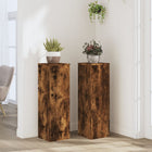 Plantenstandaard 2 st 25x25x80 cm bewerkt hout gerookt eiken