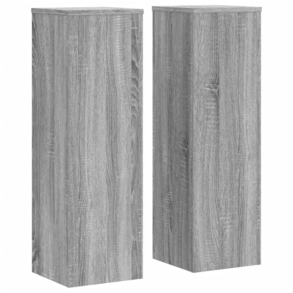 Plantenstandaards 2 st 25x25x80 cm bewerkt hout grijs sonoma