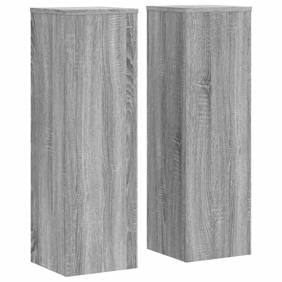 Plantenstandaards 2 st 25x25x80 cm bewerkt hout grijs sonoma