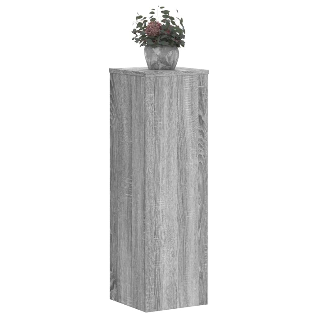 Plantenstandaards 2 st 25x25x80 cm bewerkt hout grijs sonoma