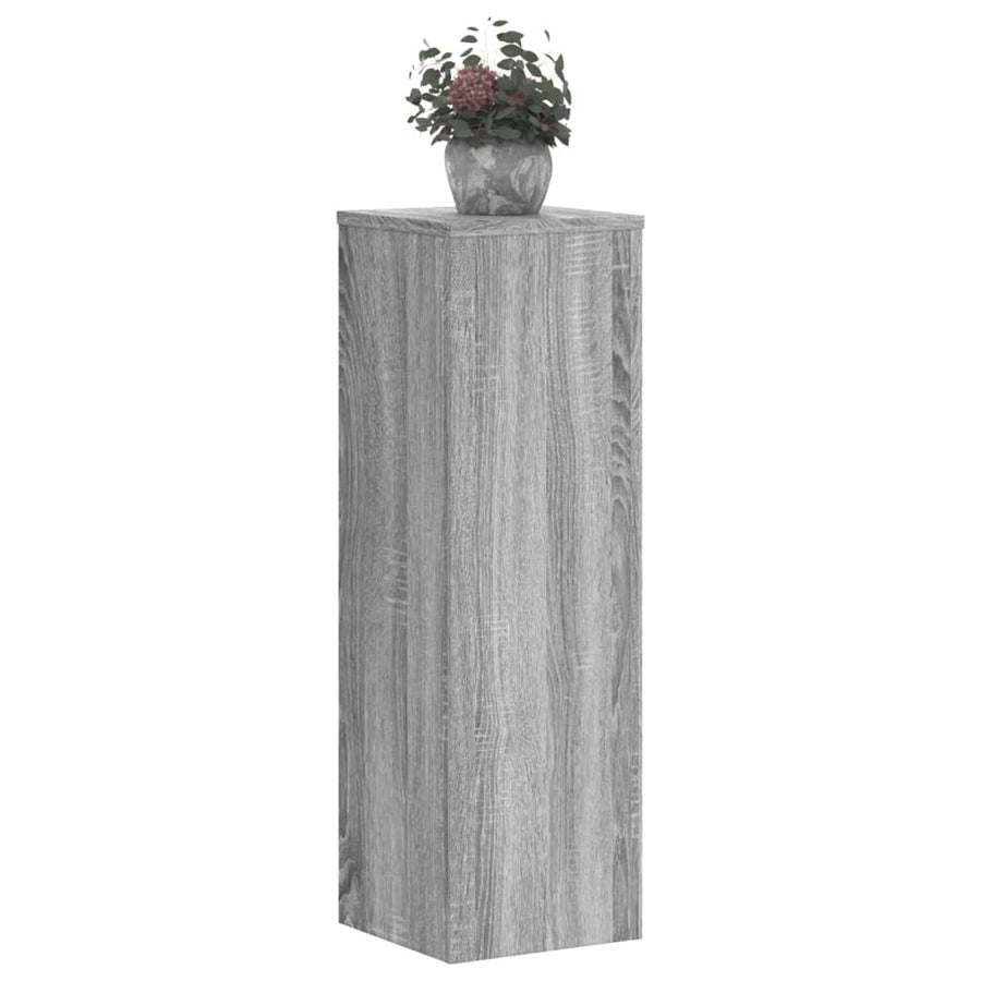 Plantenstandaards 2 st 25x25x80 cm bewerkt hout grijs sonoma