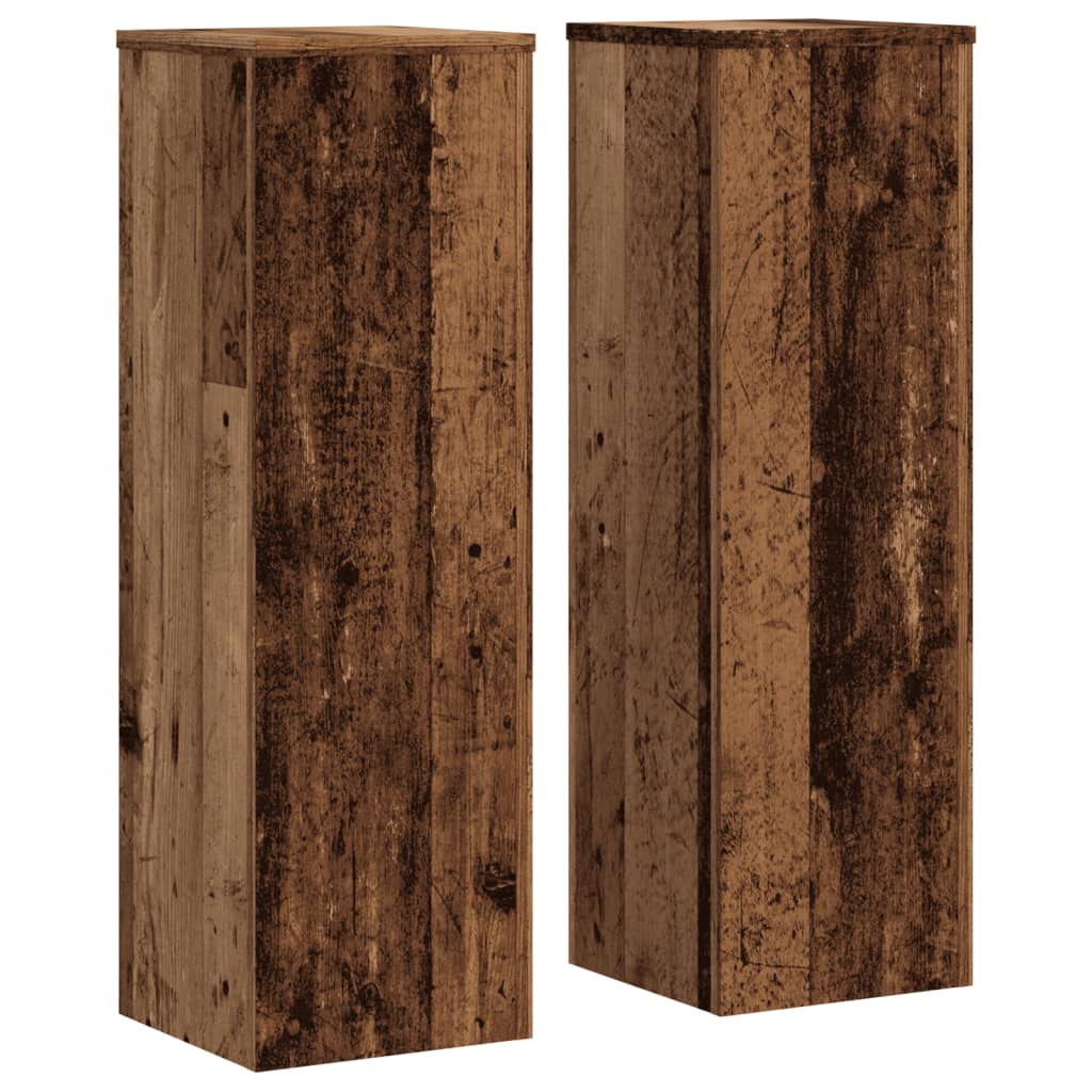 Plantenstandaards 2 st 25x25x80 cm bewerkt hout oud houtkleurig