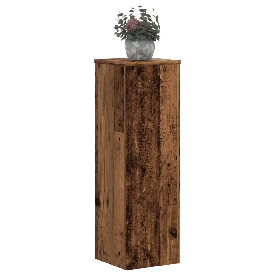 Plantenstandaards 2 st 25x25x80 cm bewerkt hout oud houtkleurig