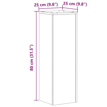 Plantenstandaards 2 st 25x25x80 cm bewerkt hout oud houtkleurig