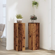 Plantenstandaard 2 st 25x25x80 cm bewerkt hout oud houtkleurig