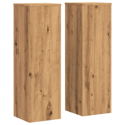 Plantenstandaards 2 st 25x25x80 cm hout artisanaal eikenkleurig