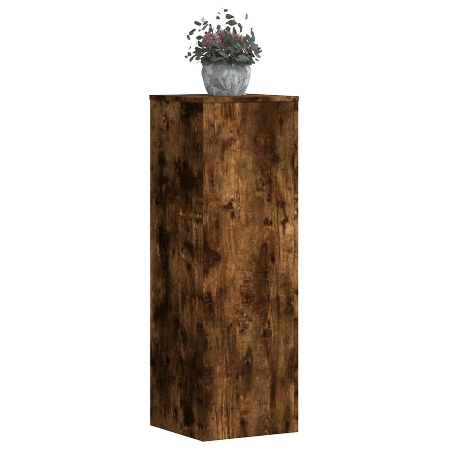 Plantenstandaard 33x33x100 cm bewerkt hout gerookt eikenkleurig