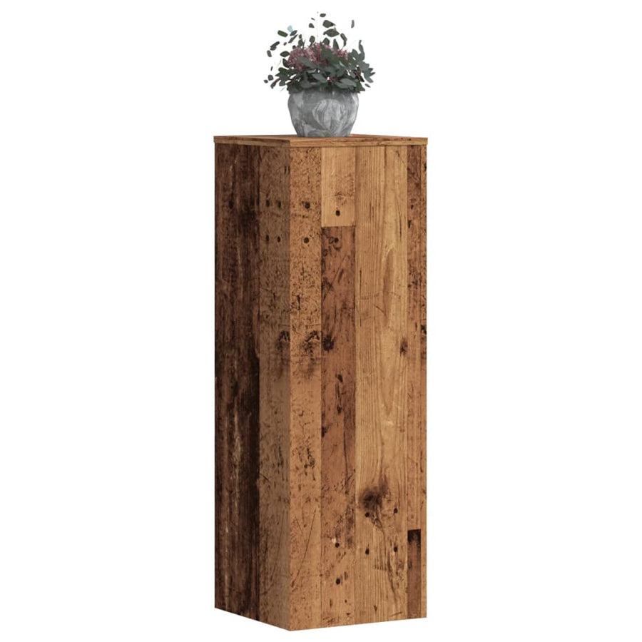 Plantenstandaard 33x33x100 cm bewerkt hout oud houtkleurig