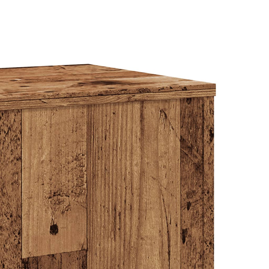 Plantenstandaard 33x33x100 cm bewerkt hout oud houtkleurig