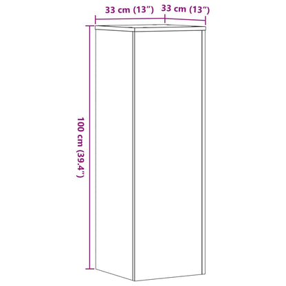 Plantenstandaard 33x33x100 cm bewerkt hout oud houtkleurig