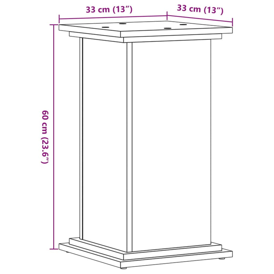 Plantenstandaard 33x33x60 cm bewerkt hout wit