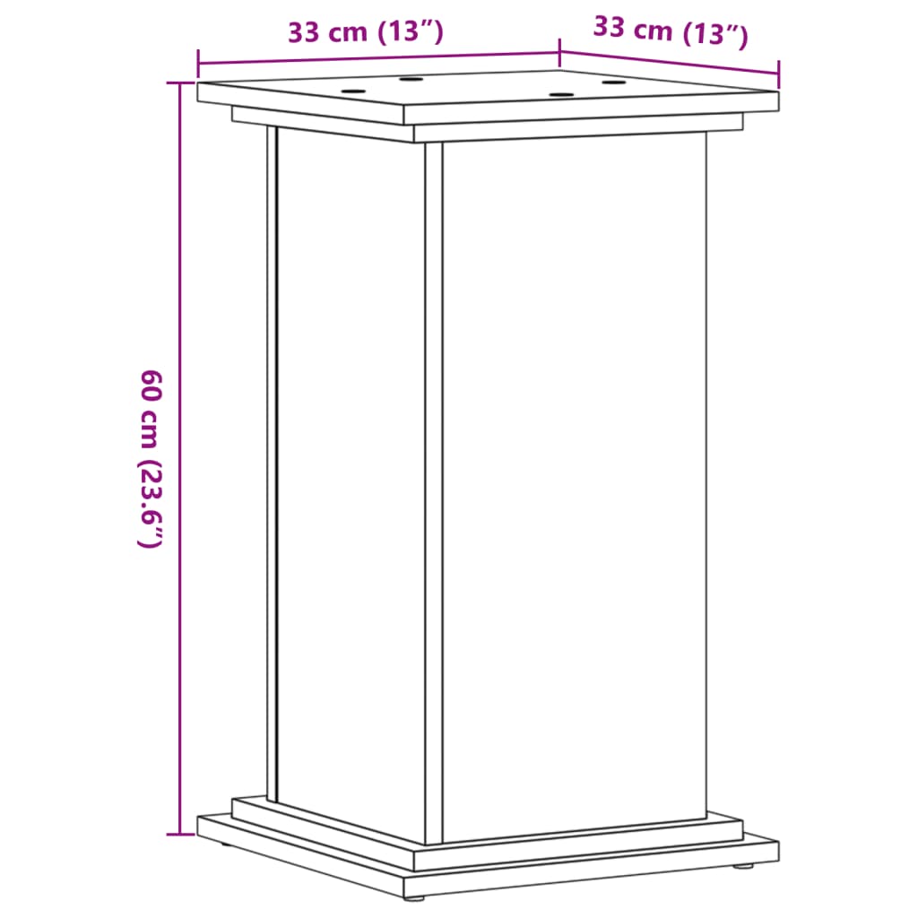 Plantenstandaard 33x33x60 cm bewerkt hout sonoma eikenkleurig