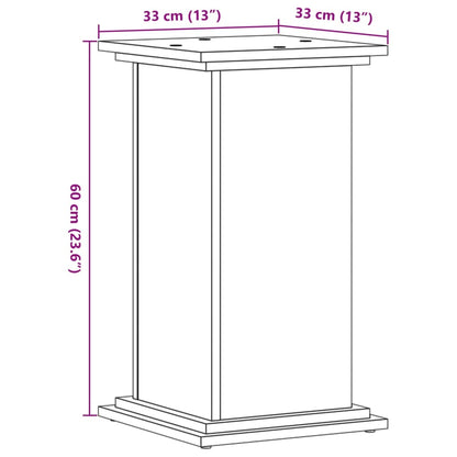 Plantenstandaard 33x33x60 cm bewerkt hout bruin eikenkleurig