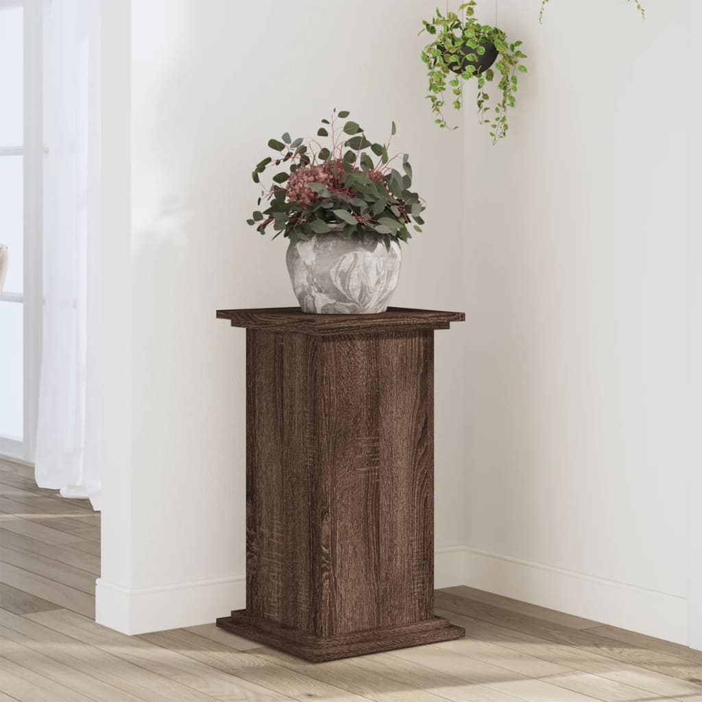 Plantenstandaard 33x33x60 cm bewerkt hout bruin eikenkleurig