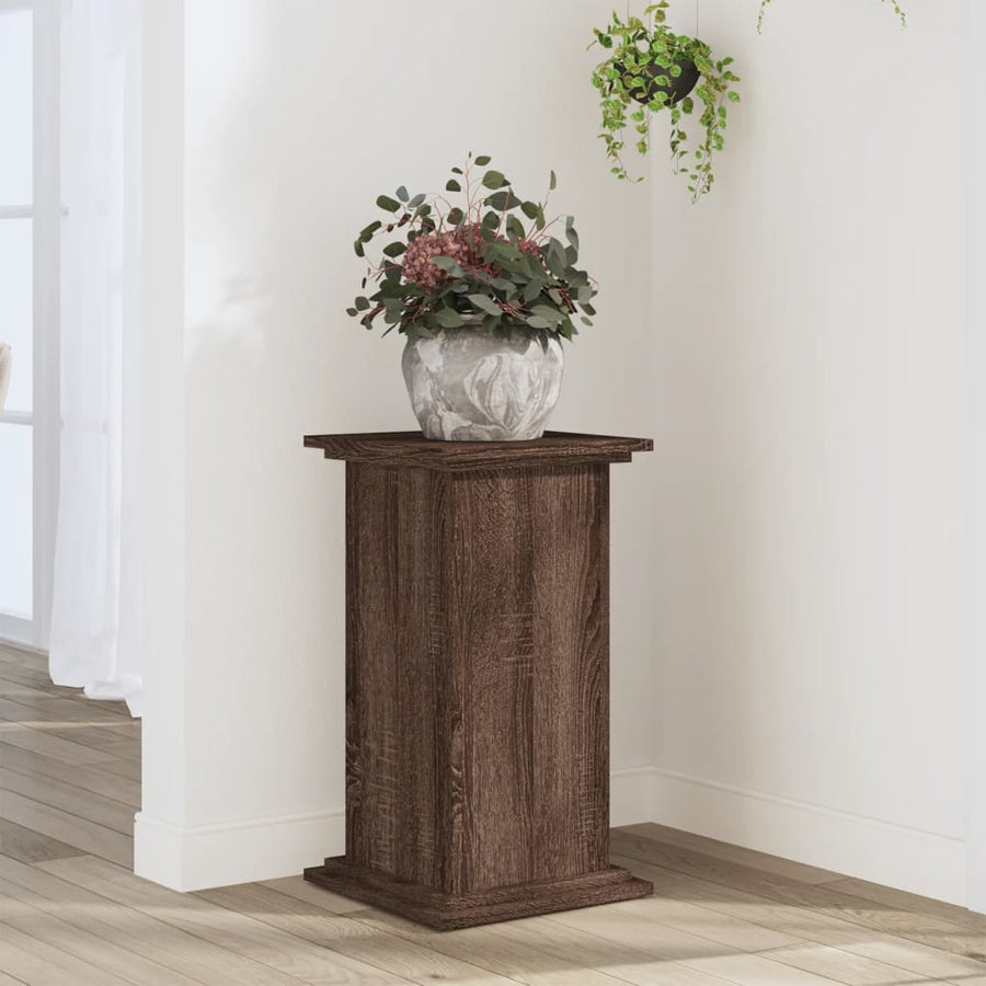 Plantenstandaard 33x33x60 cm bewerkt hout bruin eikenkleurig