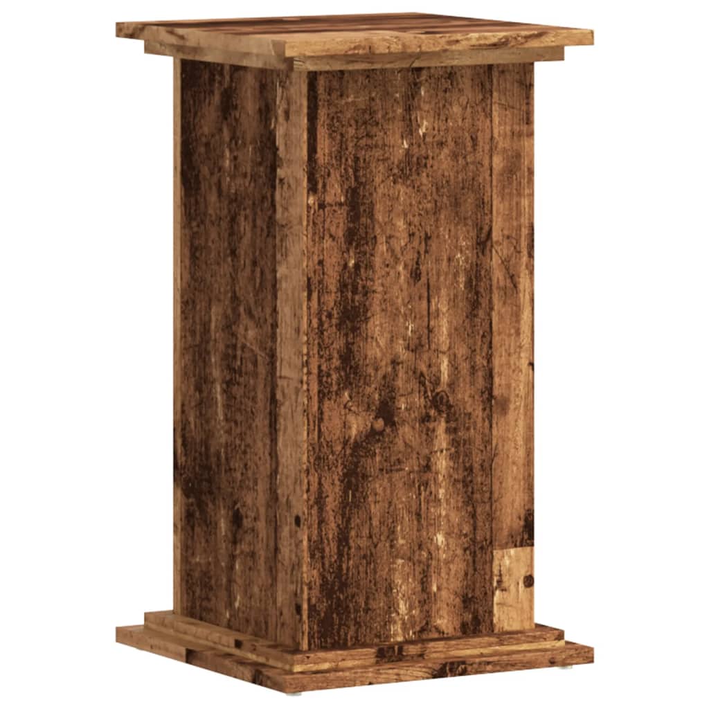 Plantenstandaard 33x33x60 cm bewerkt hout oud houtkleurig