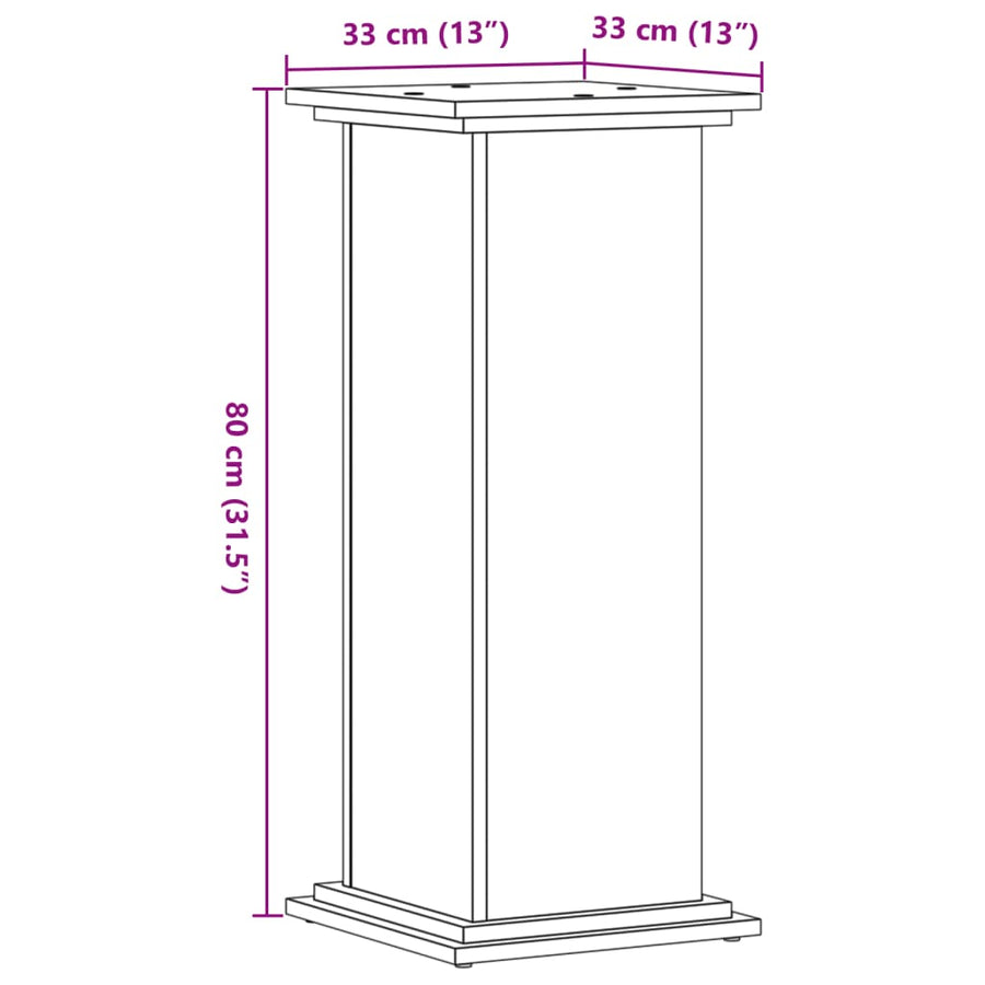 Plantenstandaard 33x33x80 cm bewerkt hout betongrijs