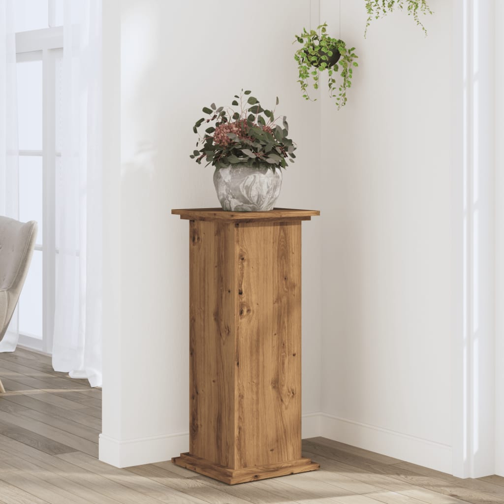 Plantenstandaard Bewerkt Hout Artisanaal Kleur 33 x 33 x 80 cm Eiken