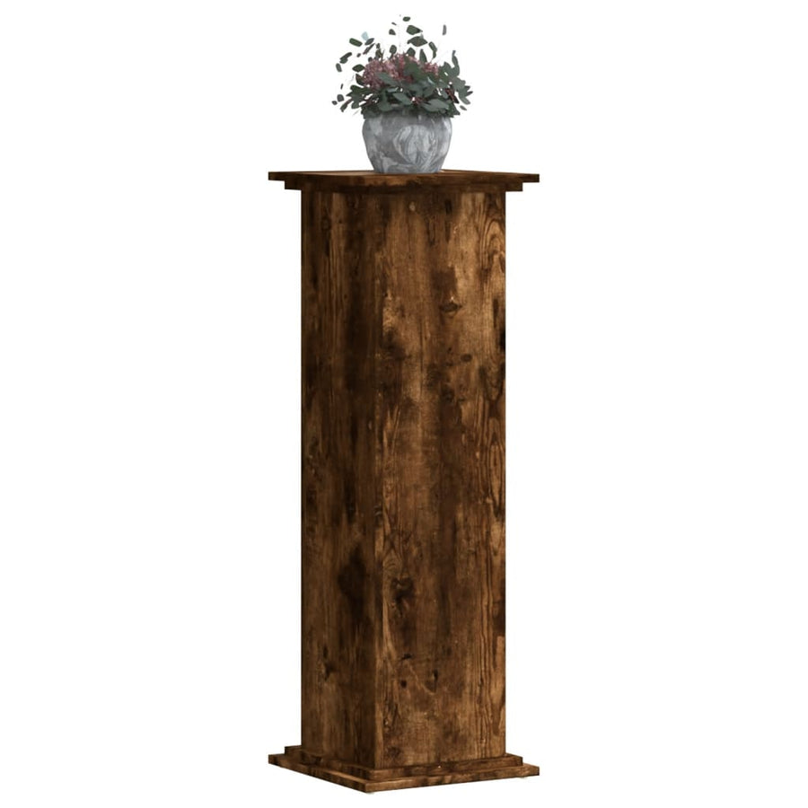 Plantenstandaard 33x33x100 cm bewerkt hout gerookt eikenkleurig