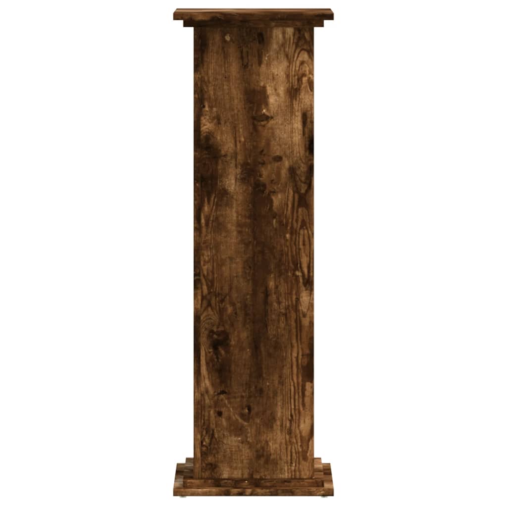 Plantenstandaard 33x33x100 cm bewerkt hout gerookt eikenkleurig