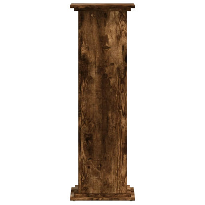 Plantenstandaard 33x33x100 cm bewerkt hout gerookt eikenkleurig