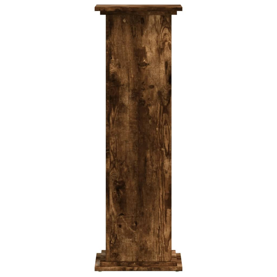 Plantenstandaard 33x33x100 cm bewerkt hout gerookt eikenkleurig