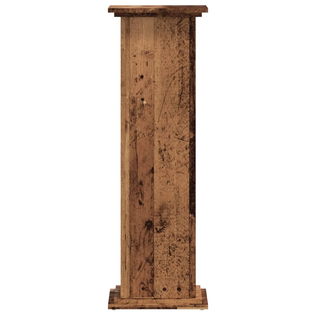 Plantenstandaard 33x33x100 cm bewerkt hout oud houtkleurig
