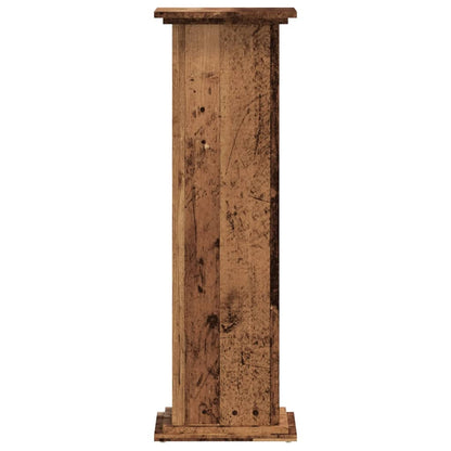 Plantenstandaard 33x33x100 cm bewerkt hout oud houtkleurig