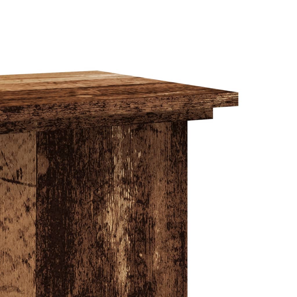 Plantenstandaard 33x33x100 cm bewerkt hout oud houtkleurig