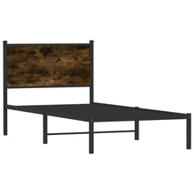 Bedframe met hoofdbord metaal gerookt eikenkleurig 75x190 cm