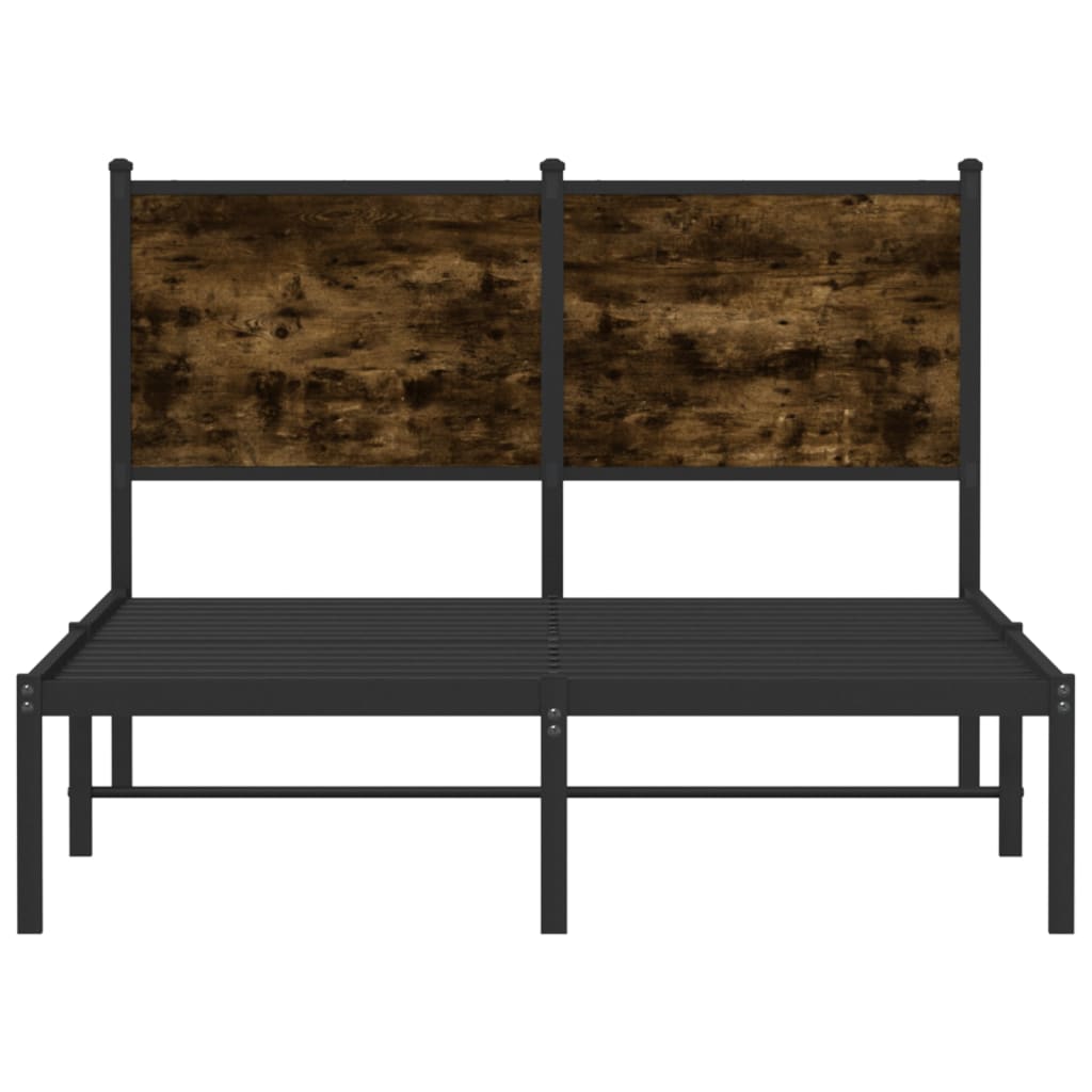 Bedframe met hoofdbord metaal gerookt eikenkleurig 120x200 cm