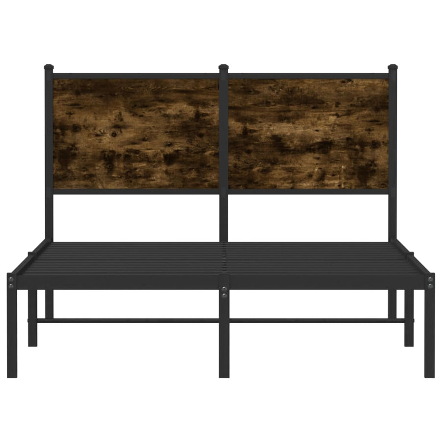 Bedframe met hoofdbord metaal gerookt eikenkleurig 120x200 cm