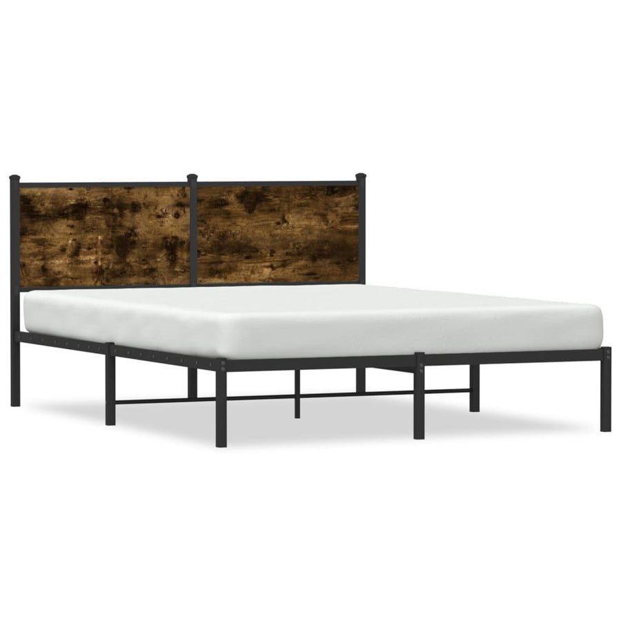 Bedframe zonder matras metaal gerookt eikenkleurig 137x190 cm