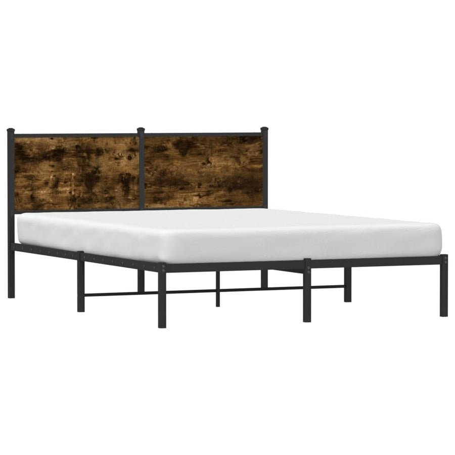 Bedframe zonder matras metaal gerookt eikenkleurig 137x190 cm
