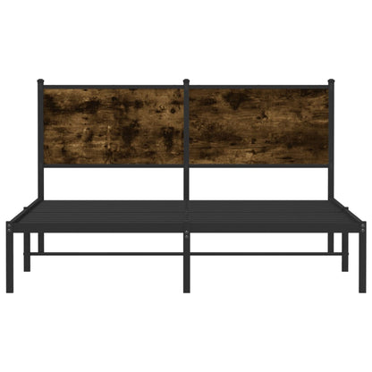 Bedframe zonder matras metaal gerookt eikenkleurig 137x190 cm