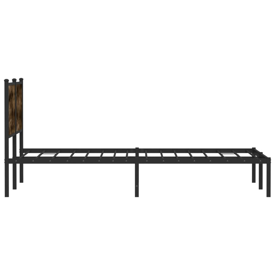 Bedframe zonder matras metaal gerookt eikenkleurig 137x190 cm