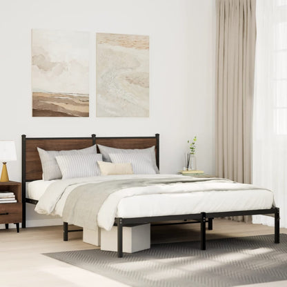 Bedframe met hoofdbord metaal gerookt eikenkleurig 140x190 cm