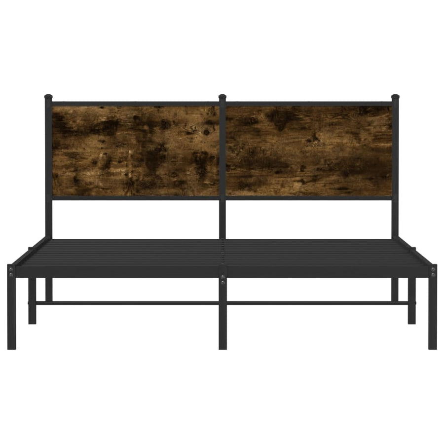 Bedframe met hoofdbord metaal gerookt eikenkleurig 140x190 cm
