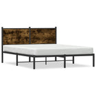 Bed frame without mattress, smoked oak-effect metal, 140x190 cm
