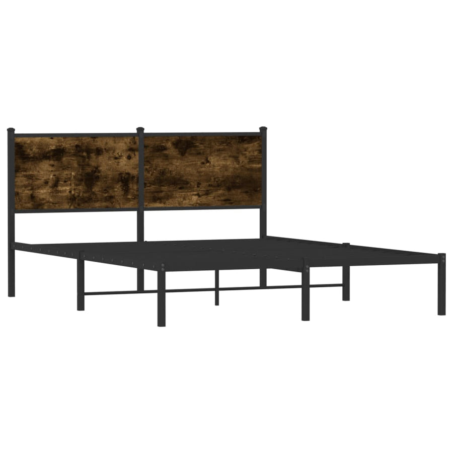 Bedframe met hoofdbord metaal gerookt eikenkleurig 140x200 cm