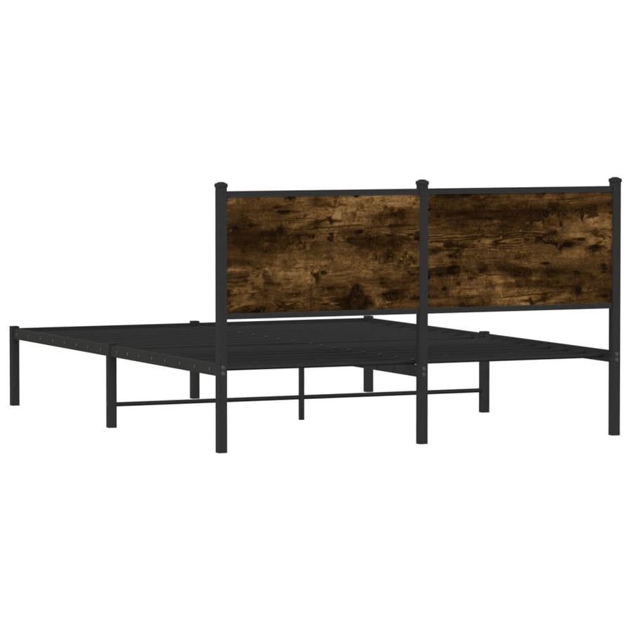 Bedframe met hoofdbord metaal gerookt eikenkleurig 140x200 cm