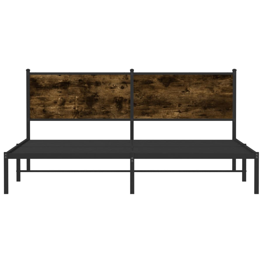 Bedframe met hoofdbord metaal gerookt eikenkleurig 160x200 cm