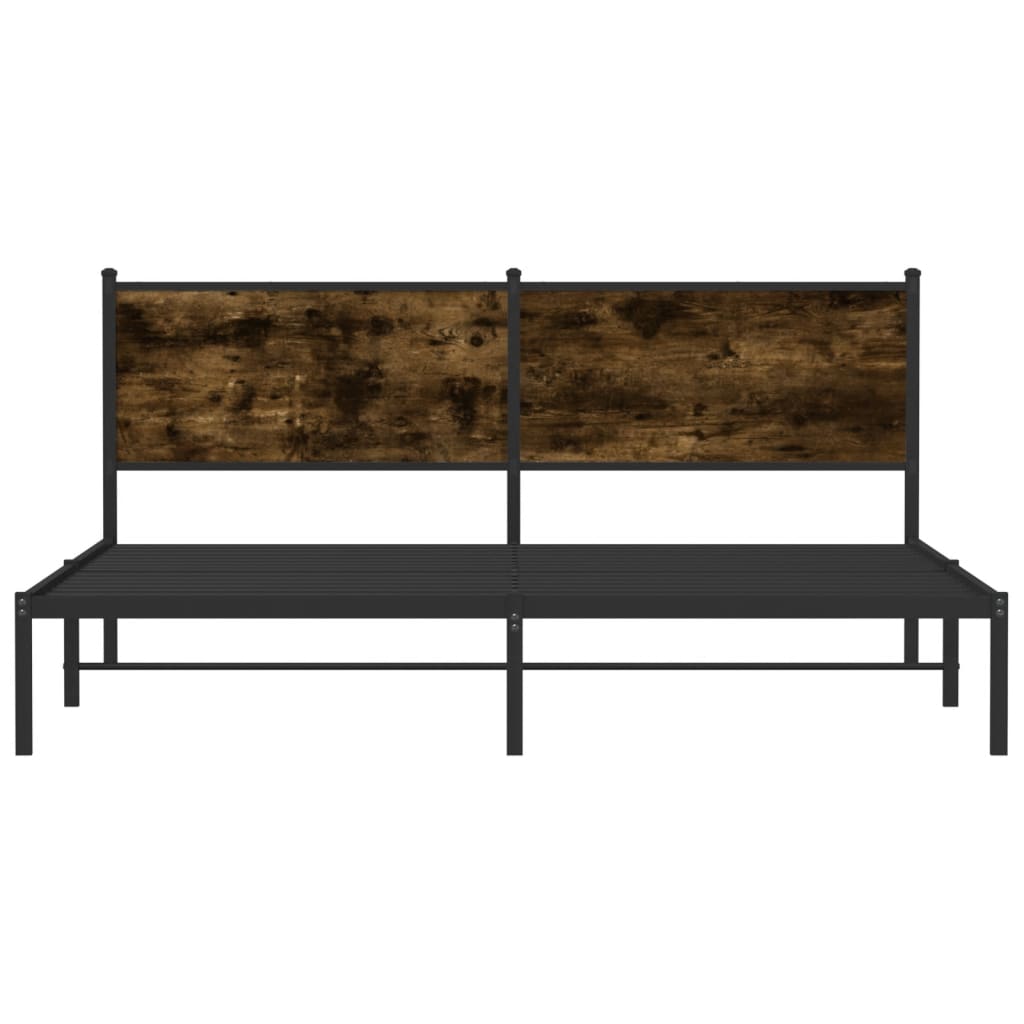 Bedframe met hoofdbord metaal gerookt eikenkleurig 180x200 cm