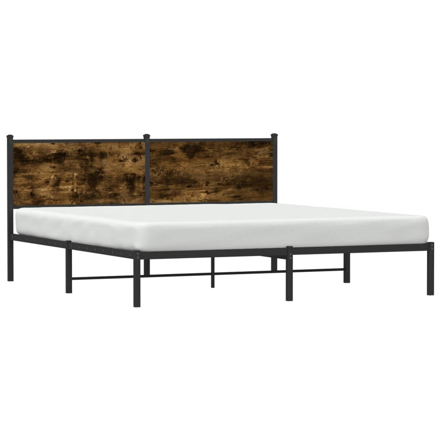 Bedframe met hoofdbord metaal gerookt eikenkleurig 183x213 cm