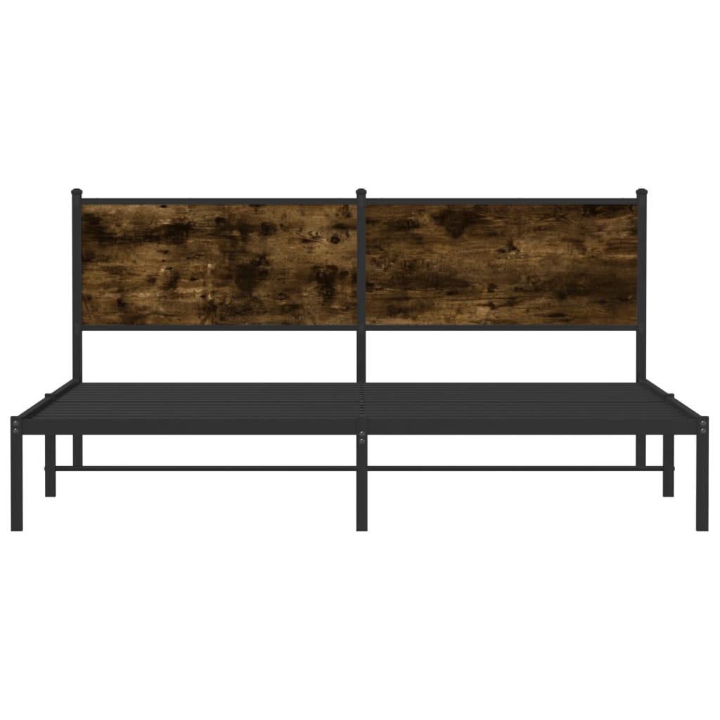 Bedframe met hoofdbord metaal gerookt eikenkleurig 183x213 cm