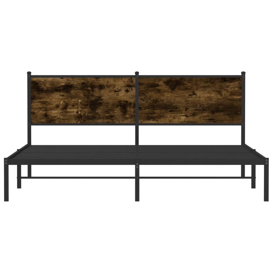 Bedframe met hoofdbord metaal gerookt eikenkleurig 183x213 cm