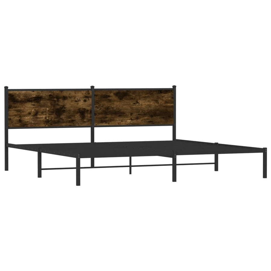 Bedframe met hoofdbord metaal gerookt eikenkleurig 193x203 cm