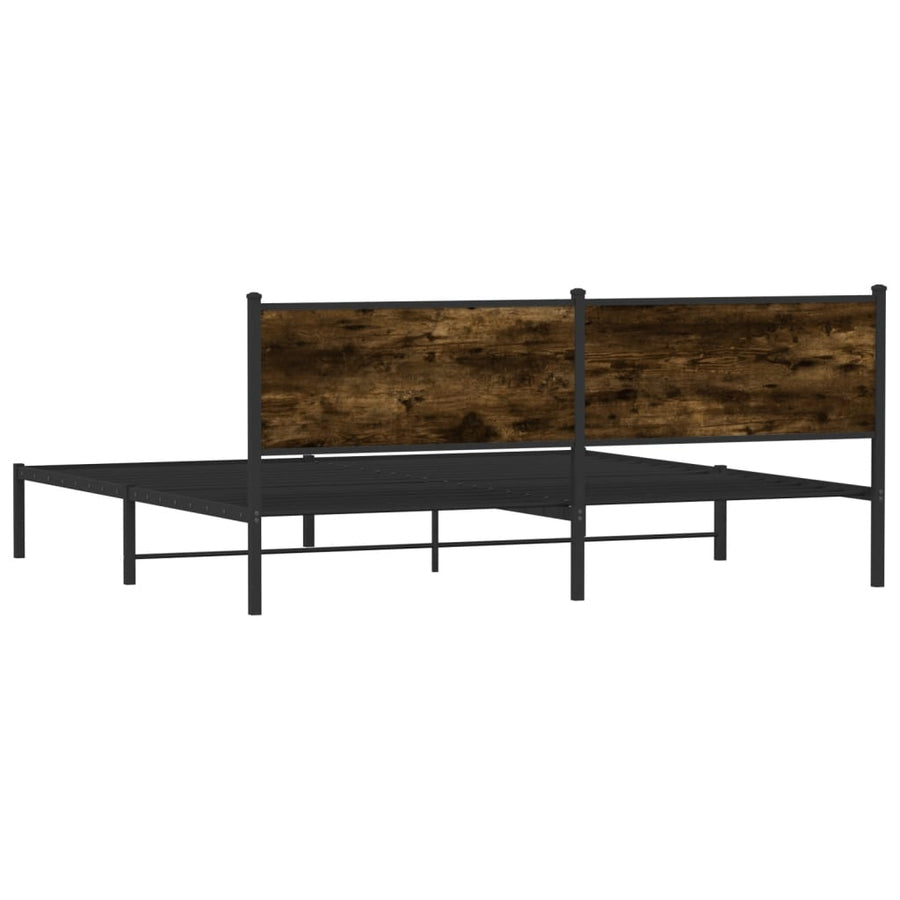 Bedframe met hoofdbord metaal gerookt eikenkleurig 193x203 cm