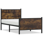 Bed frame without mattress smoked oak-coloured metal 75x190 cm